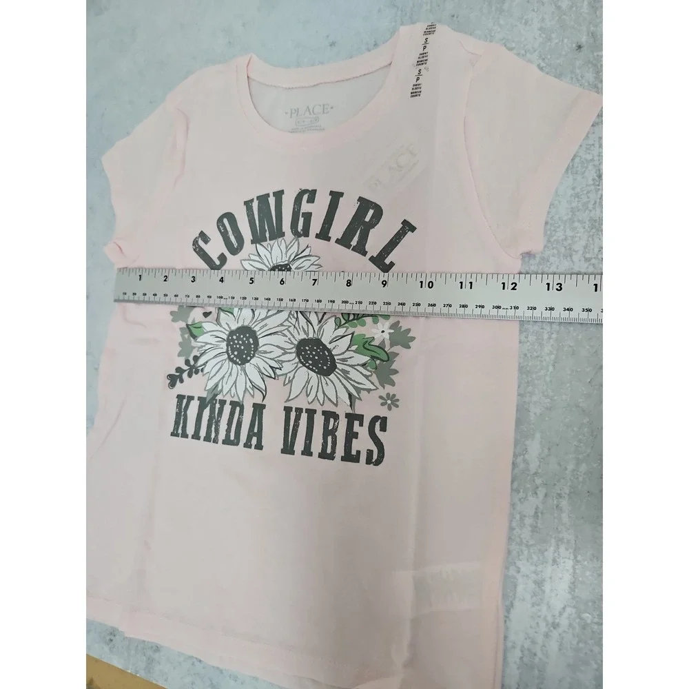 Girls Small Tshirt  🌻 Cowgirl Kinda Vibes  Tee  Pink The Childrens Place NWT